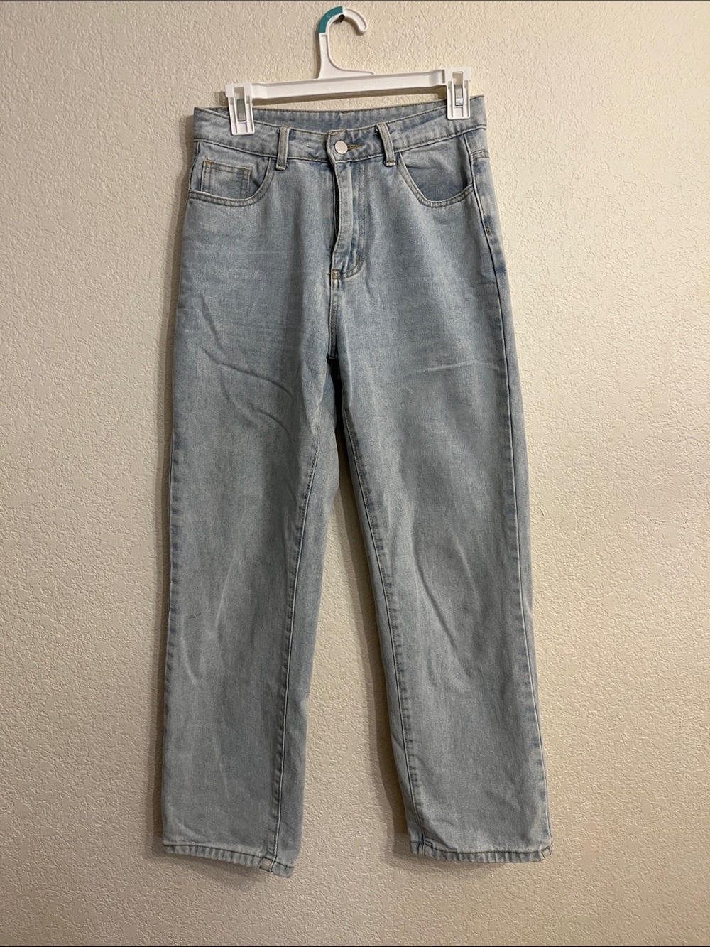 SHEIN Washed Light Blue Straight Jeans